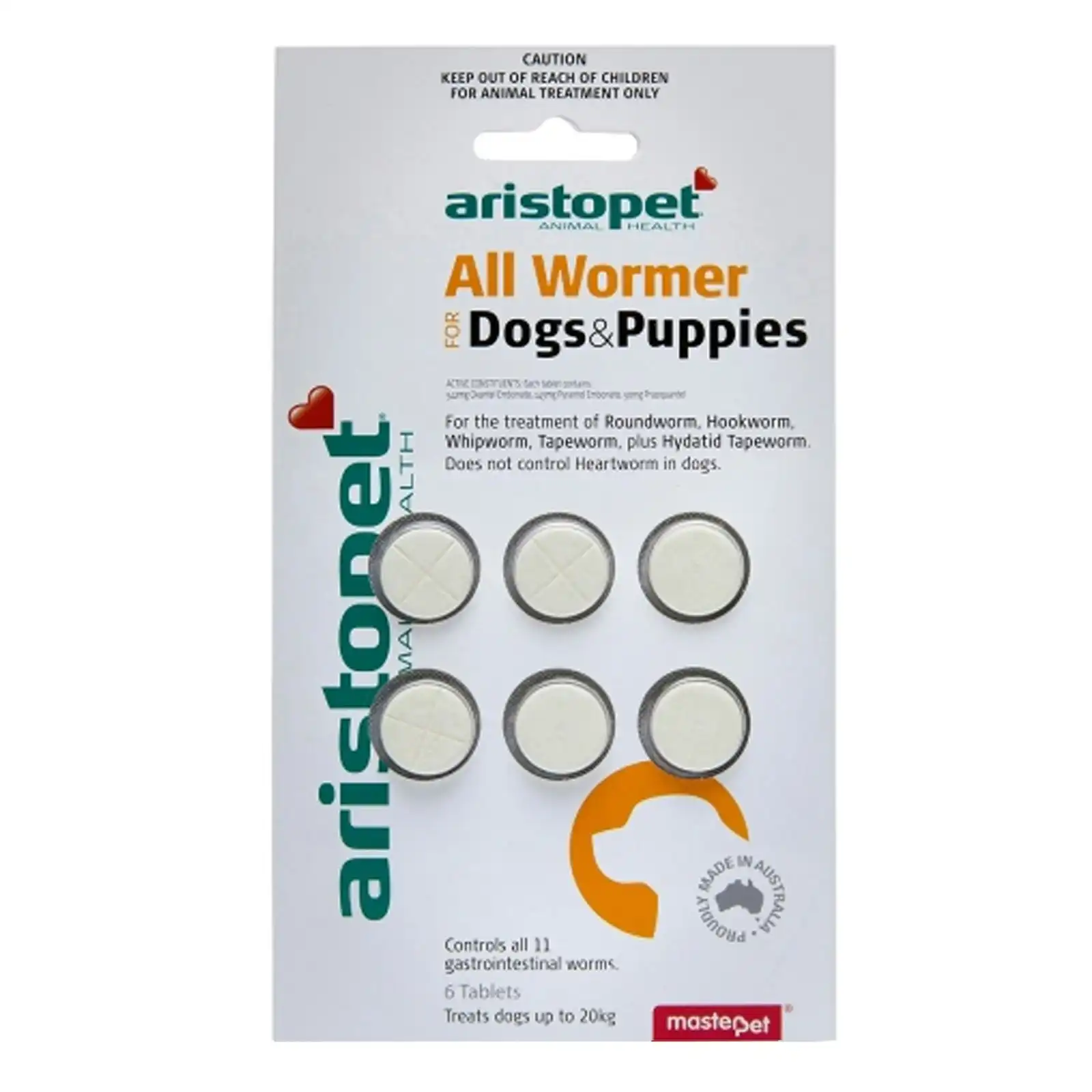 Aristopet Allwormer For Dogs and Puppies 10 Kg 6 Tablets