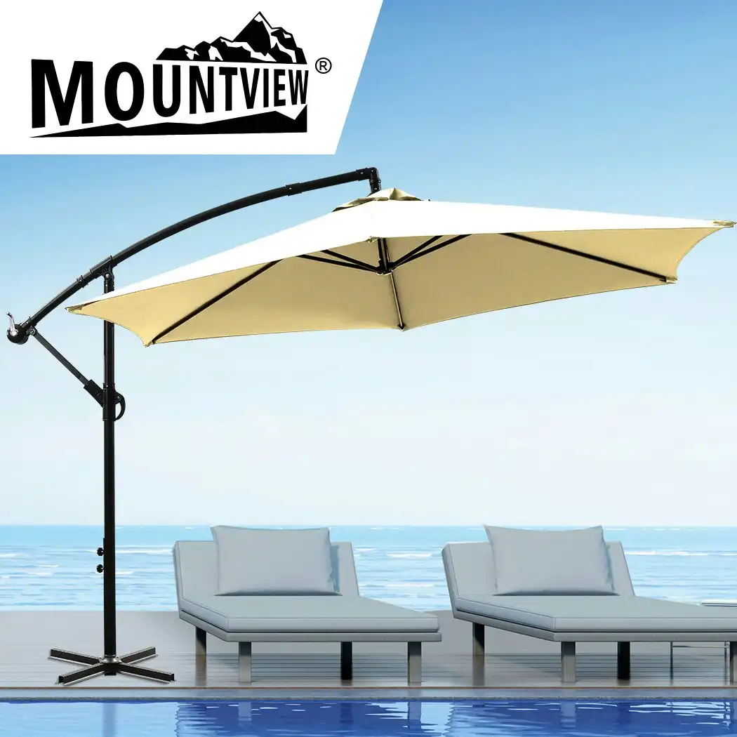 Mountview 3M Outdoor Umbrella Cantilever Garden Patio Beach Umbrellas Beige