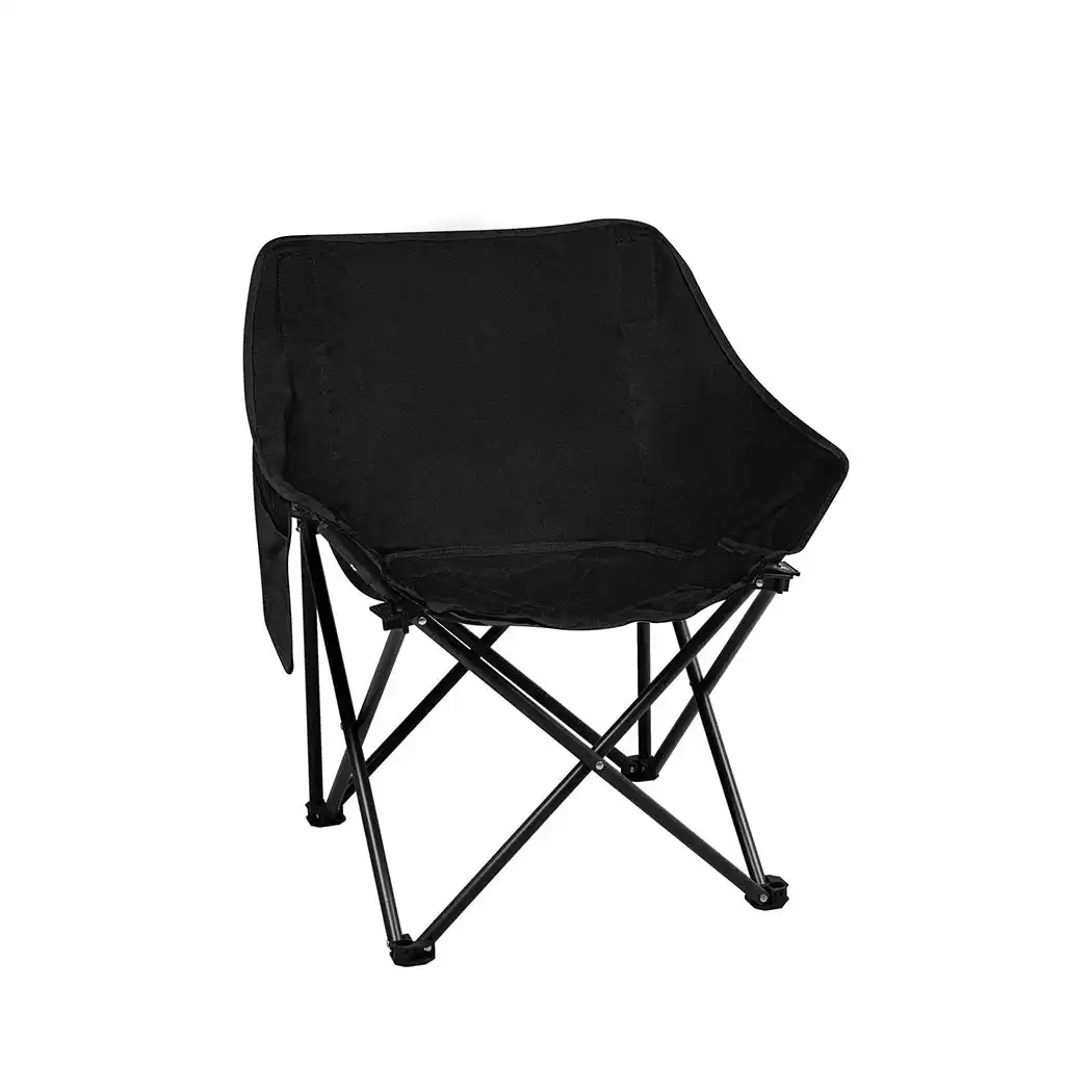 Levede Folding Camping Moon Chair Lightweight Outdoor Chairs Portable Seat Black