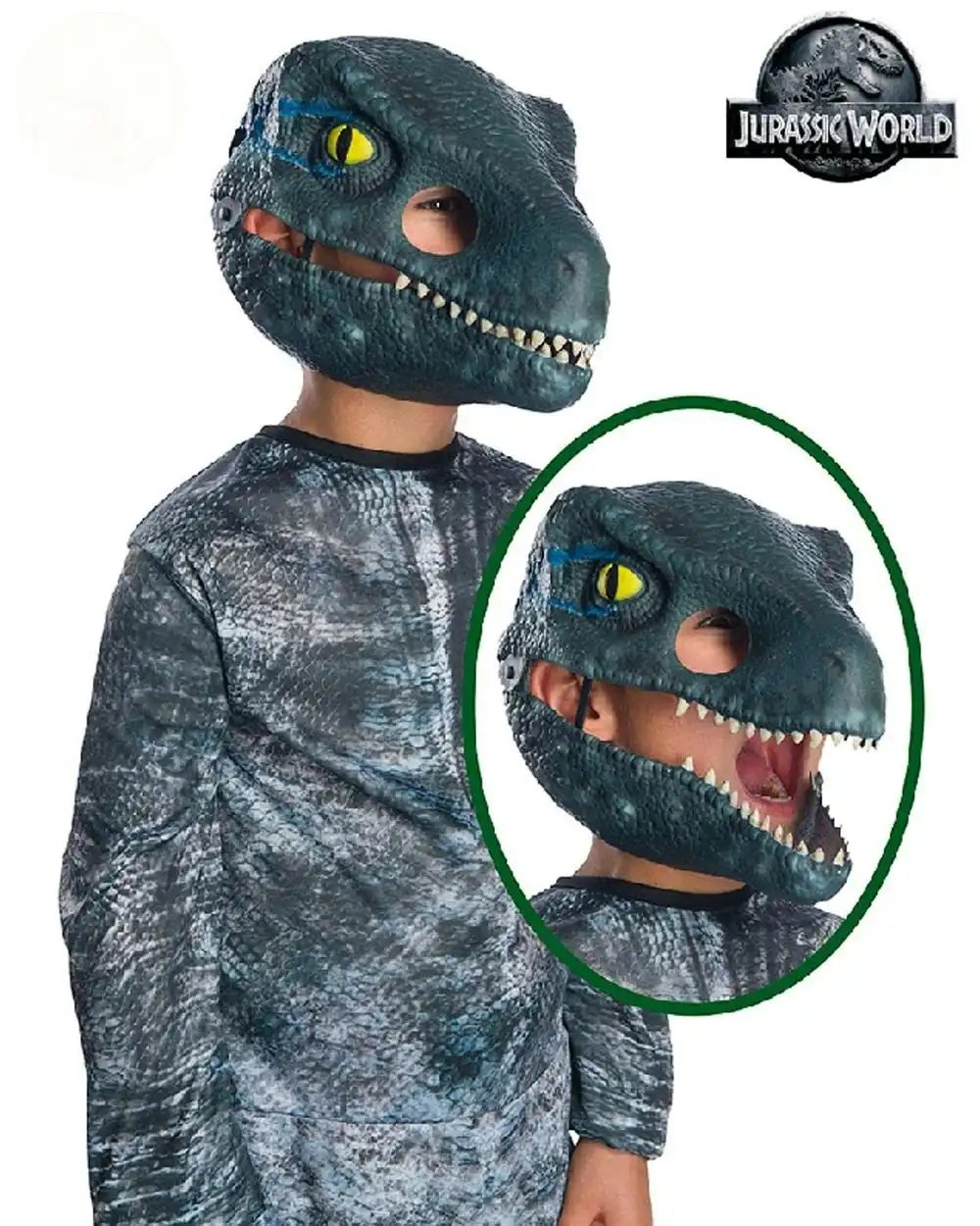 Jurassic World 2 Velociraptor Blue Moveable Jaw Kids Mask