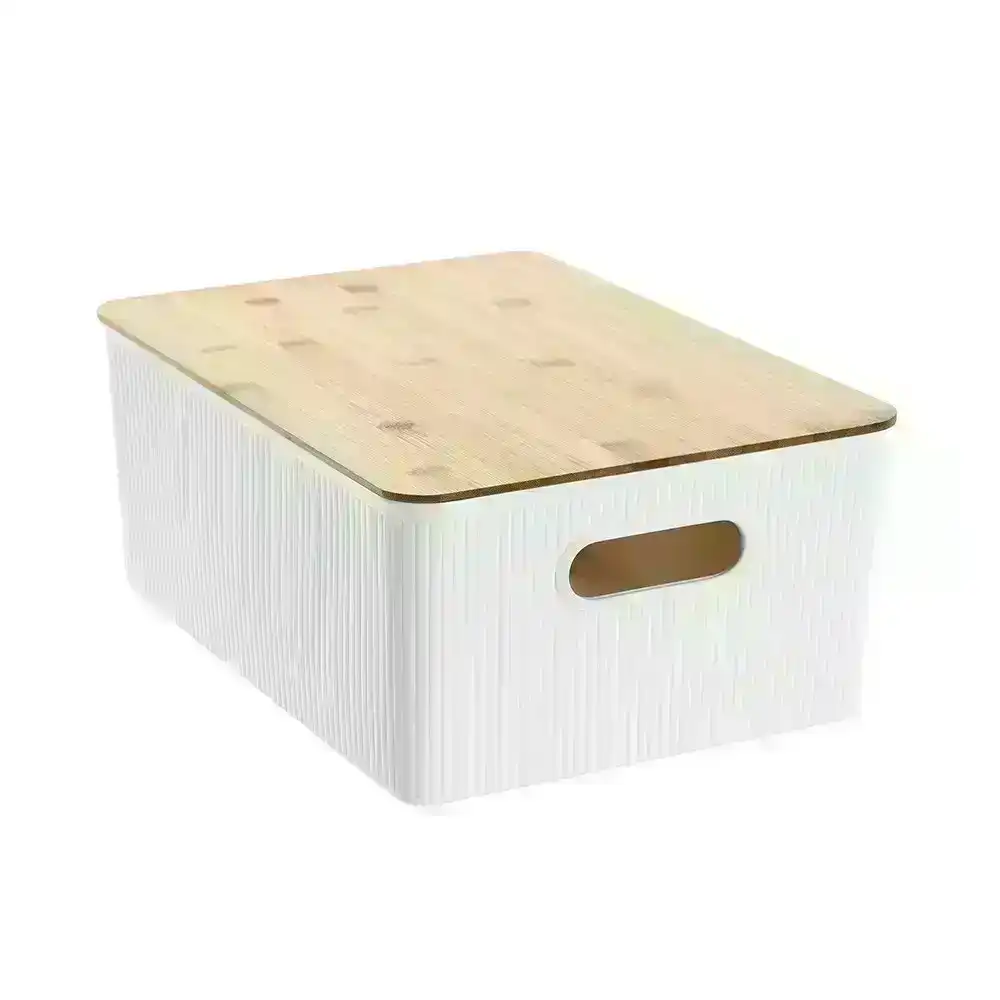 Box Sweden Kaia 38x28cm Storage Basket Organiser Container w/ Bamboo Lid Assort