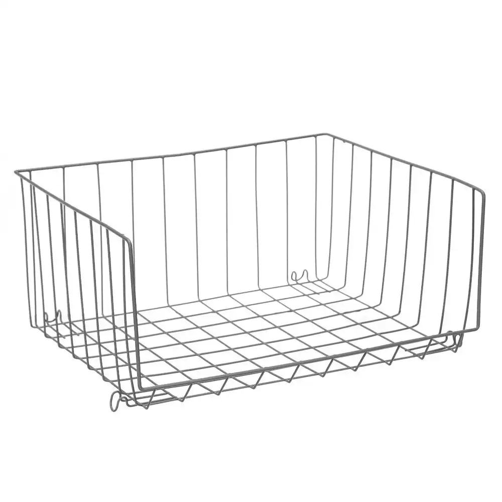 2x Boxsweden Wire Stackable Storage Basket 47cm Removable Organiser Holder Asst