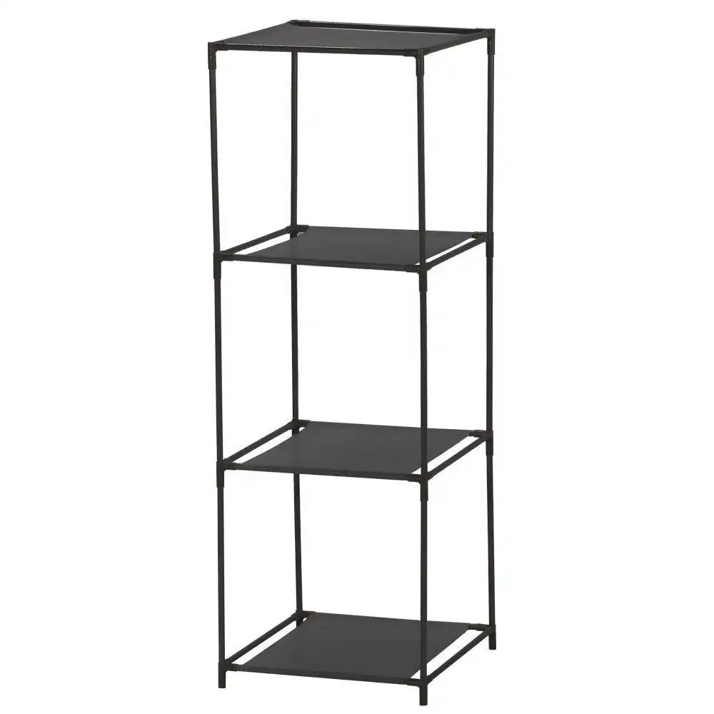 Boxsweden 3 Compartment Home Storage Shelf Standing Rack Clothes Organiser Black
