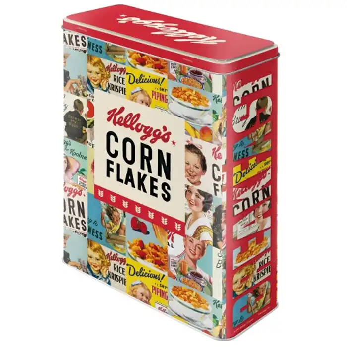 Nostalgic Art 4L/26cm Tin Box XL Kellogg's Corn Flakes Collage Container Red
