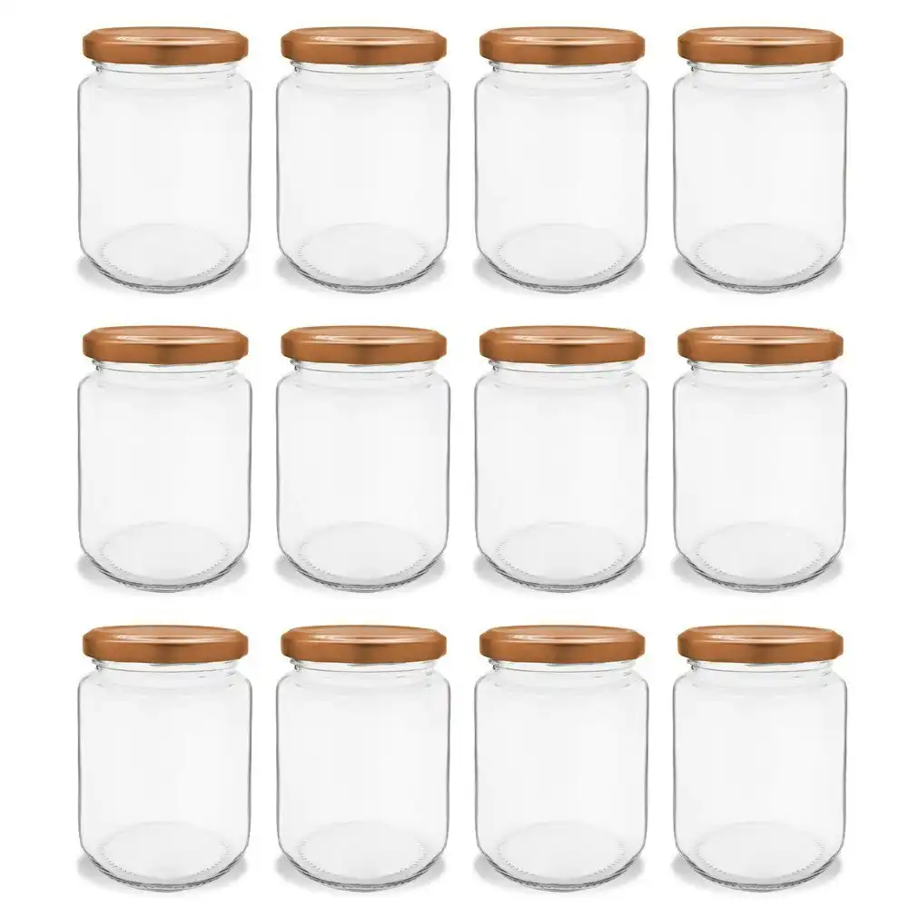 24PK Lemon & Lime Verona Glass Jar 150ml Rose Gold Lid Kitchen Storage Container